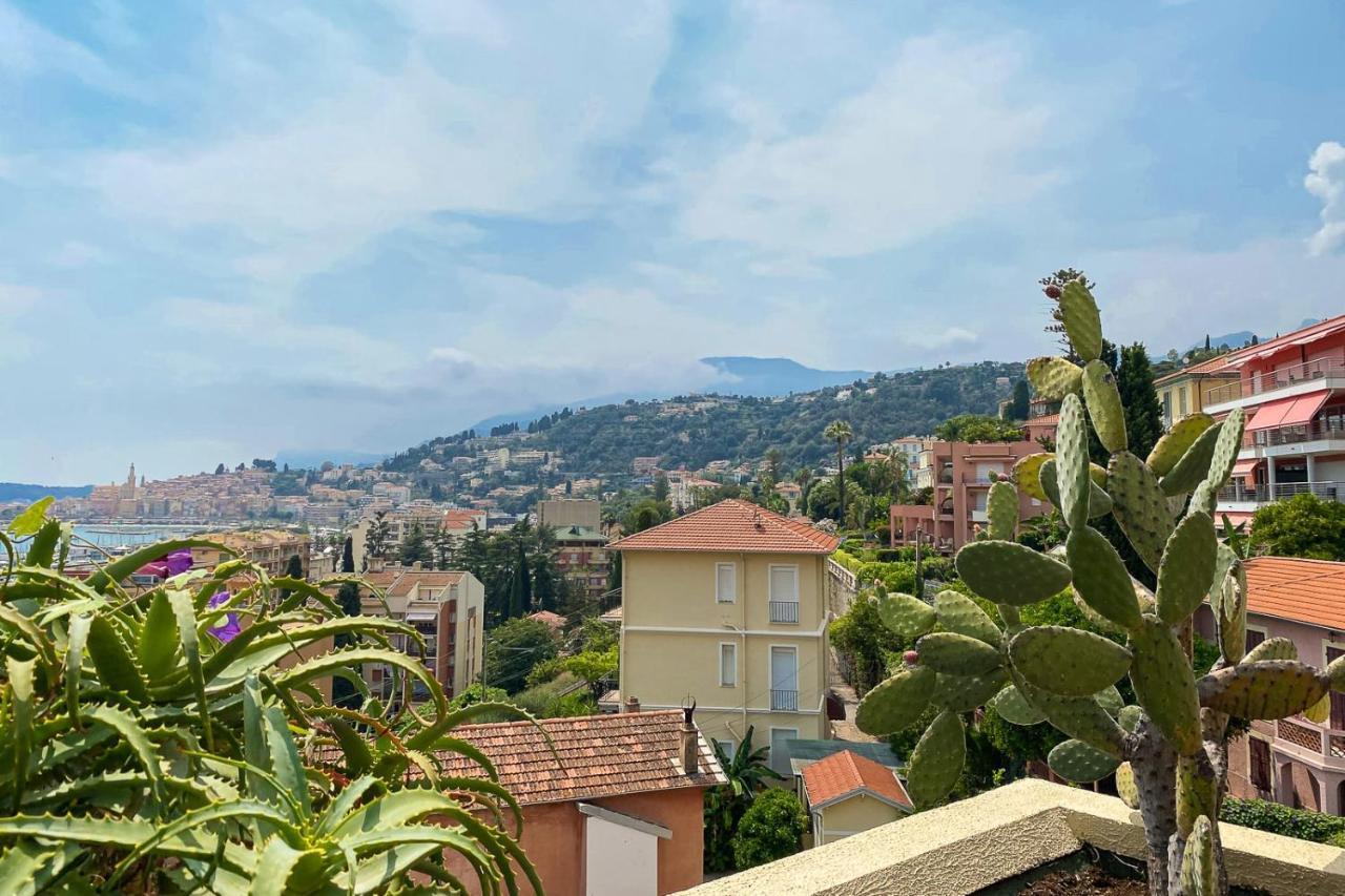 Mansfield Vue Carte Postale Terrasse Piscine Calme Port A 200M A Pied Appartement Menton Buitenkant foto